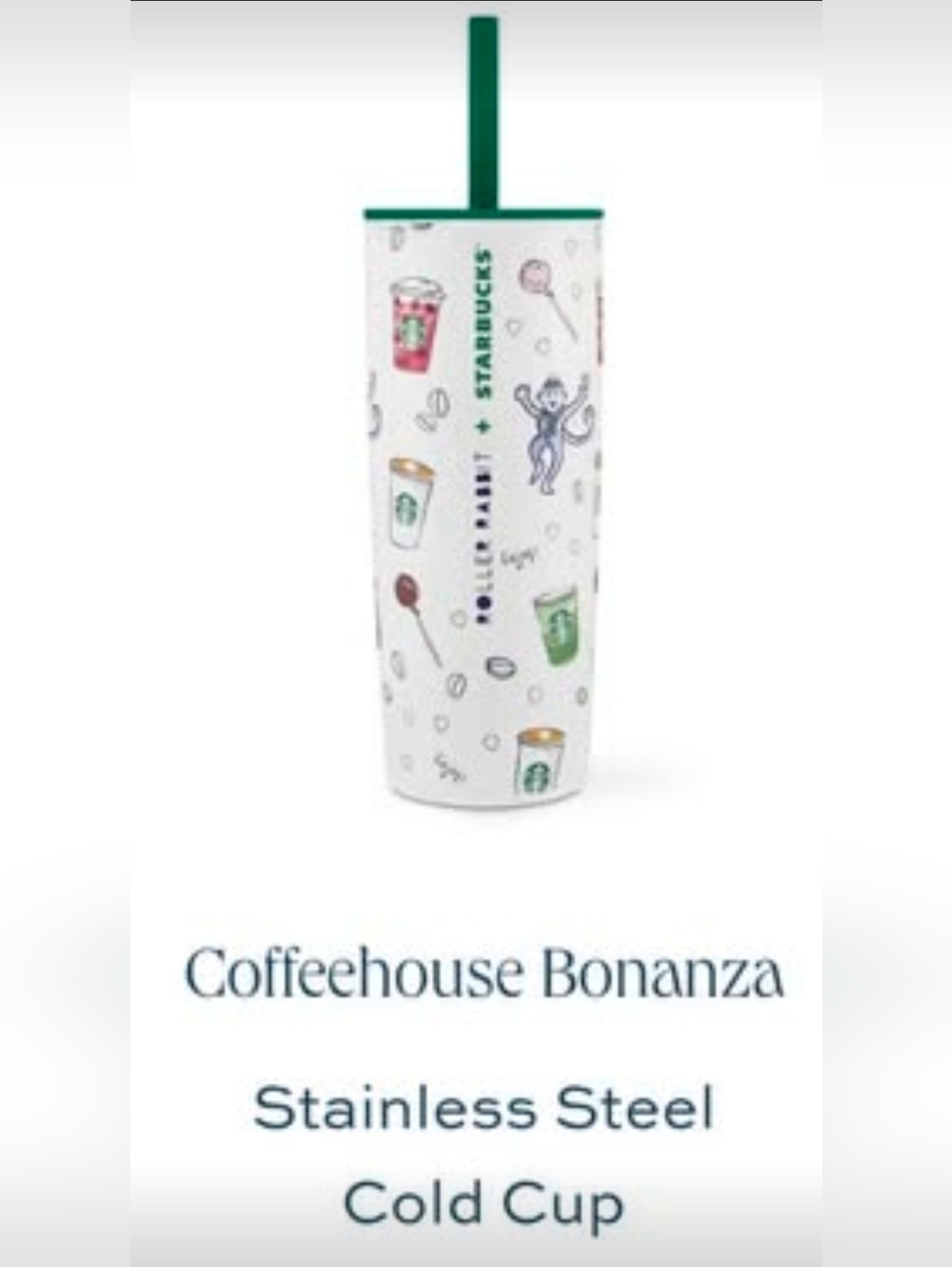 Roller Rabbit x Starbucks NEW Stainless Steel Coffeehouse Bonanza Tumbler